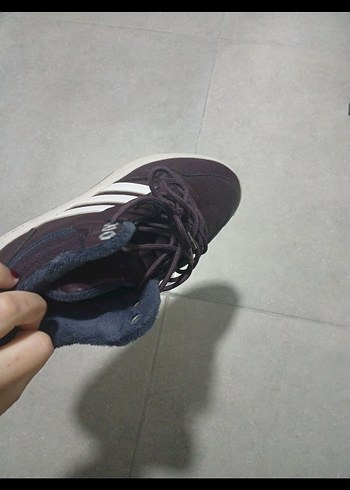 Bordo Süet Bağcıklı Spor Ayakkabı - Görsel 2