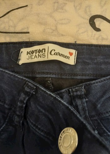 Kadın lacivert Denim Kumaş Pantolon - Görsel 2