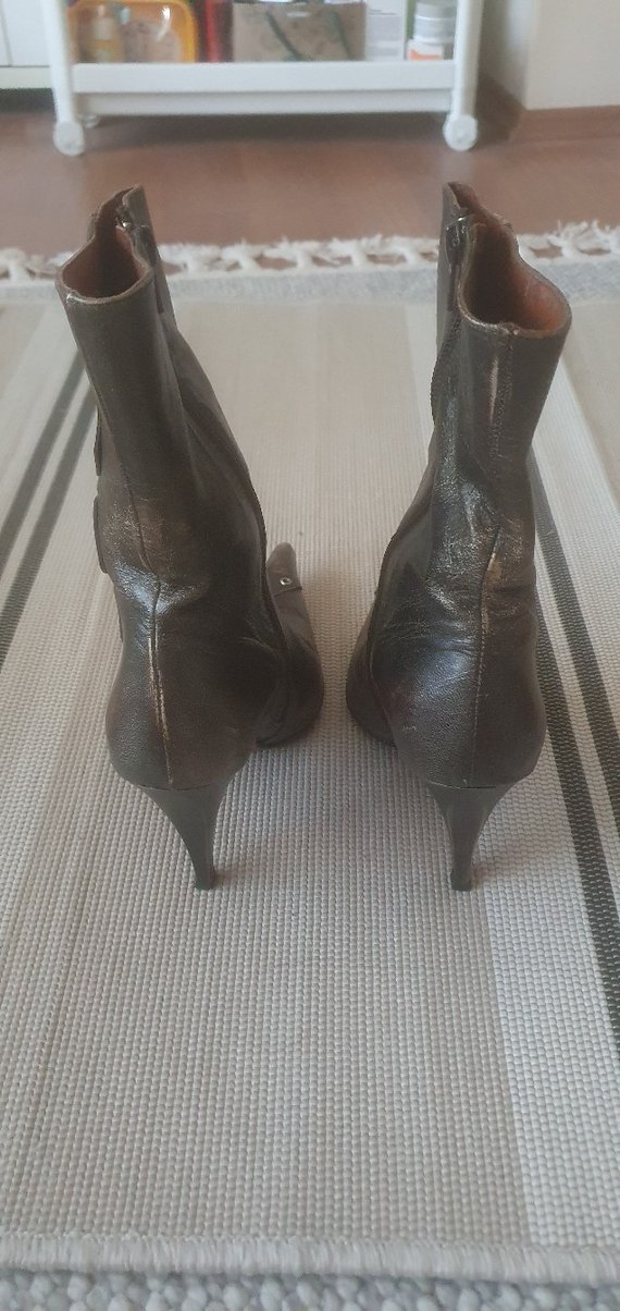 kahverengi deri eskitme detaylı deri bot - Görsel 4