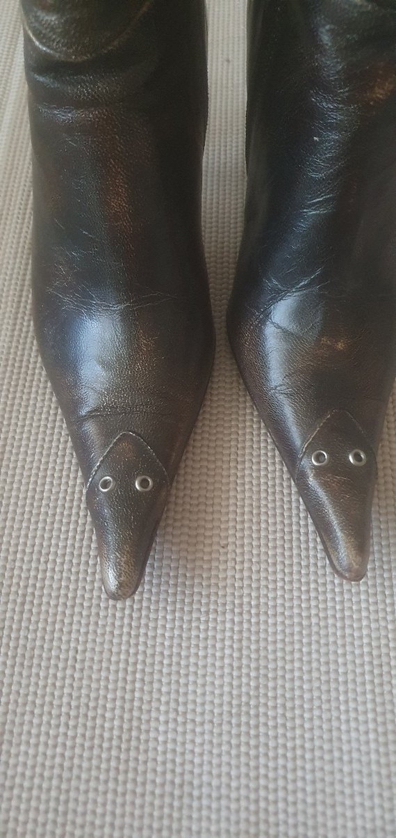 kahverengi deri eskitme detaylı deri bot - Görsel 5