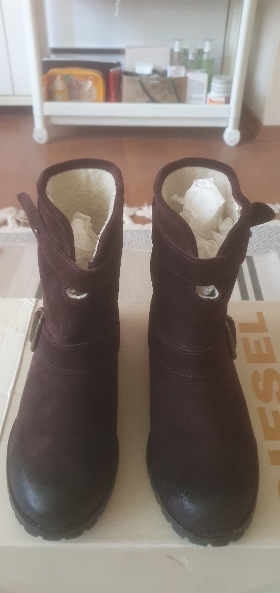 Diesel kahverengi Süet Tokalı Biker Kadın Botu - Görsel 3