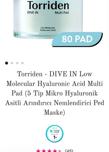 Torriden DIVE IN Çok Fonksiyonlu Nemlendirici Ped