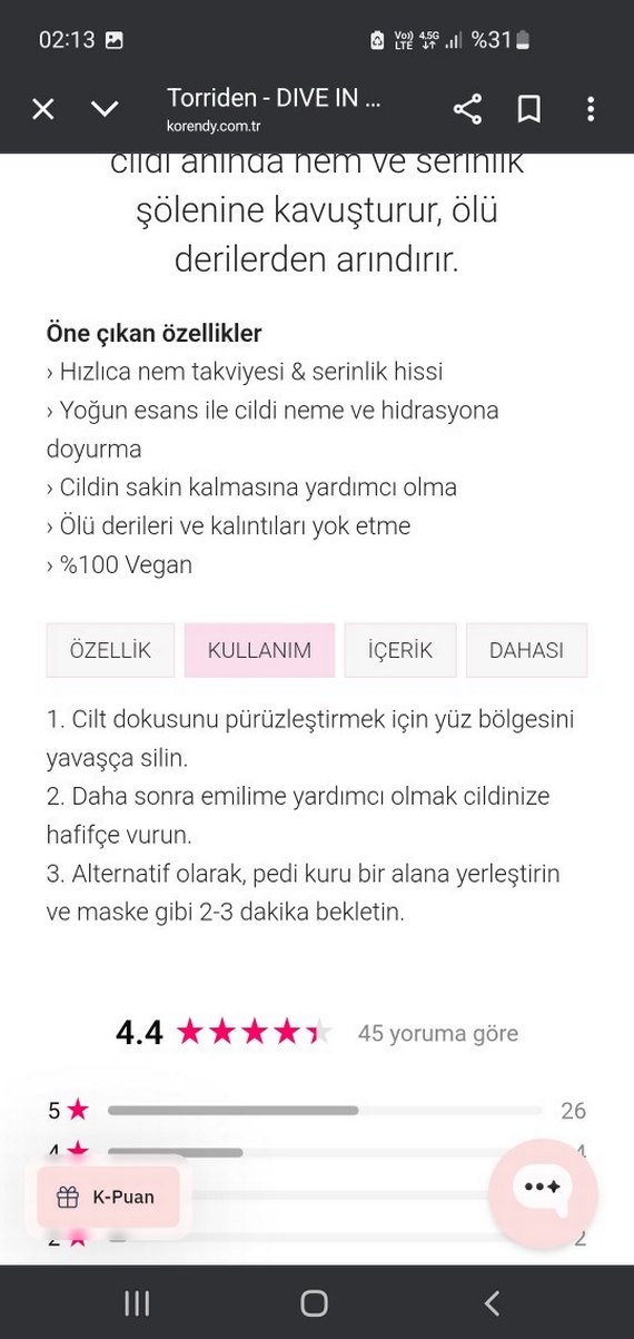 Torriden DIVE IN Çok Fonksiyonlu Nemlendirici Ped - Görsel 4