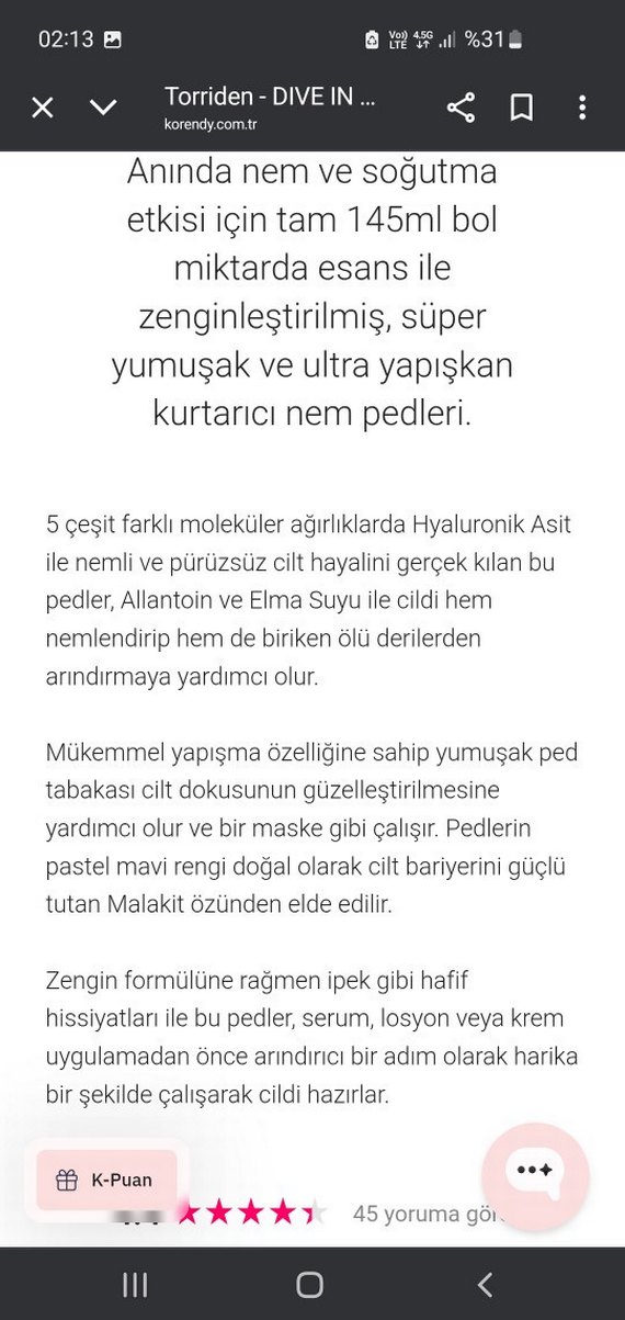 Torriden DIVE IN Çok Fonksiyonlu Nemlendirici Ped - Görsel 3