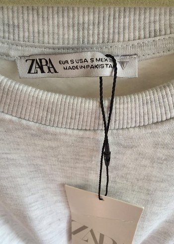Zara gri basic crop sweatshirt - Görsel 8