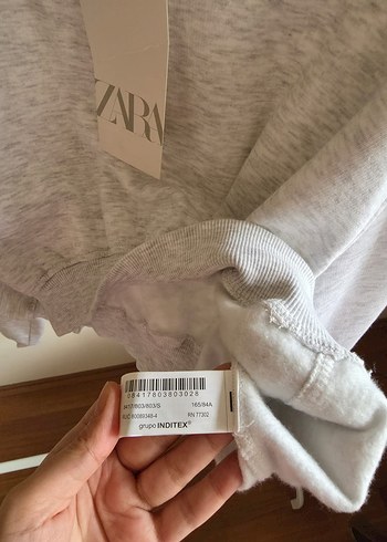 Zara gri basic crop sweatshirt - Görsel 9