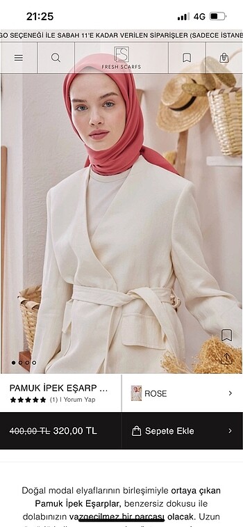 Diğer Bir kere kullanıldı Fresh eşarp