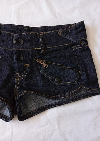 36 Beden lacivert Renk y2k vintage lolita 2000s düşük bel süper mini kot şort