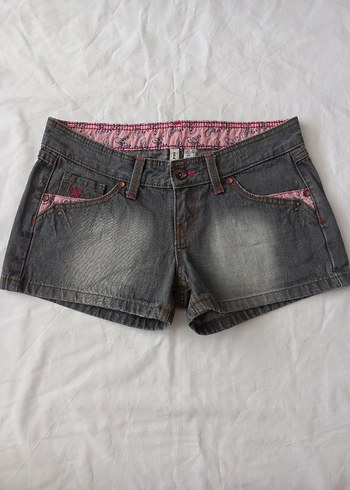 American Vintage kelebek nakışlı y2k vintage lolita düşük bel mini kot şort