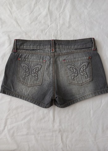 kelebek nakışlı y2k vintage lolita düşük bel mini kot şort