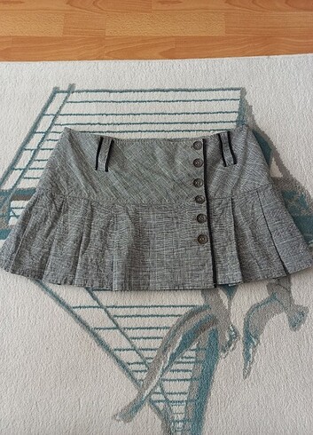 y2k vintage lolita office siren düşük bel ekoseli mini etek