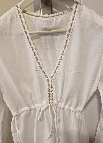 Beyaz yepyeni tiril tiril plaj elbisesi - Görsel 2