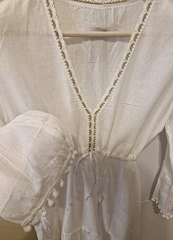 Beyaz yepyeni tiril tiril plaj elbisesi - Görsel 3