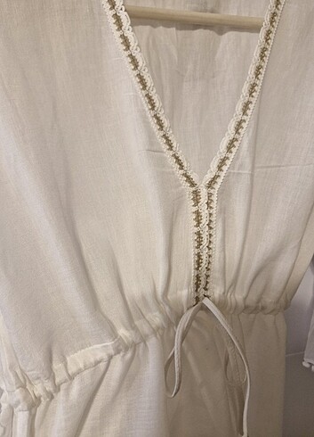 Beyaz yepyeni tiril tiril plaj elbisesi - Görsel 4