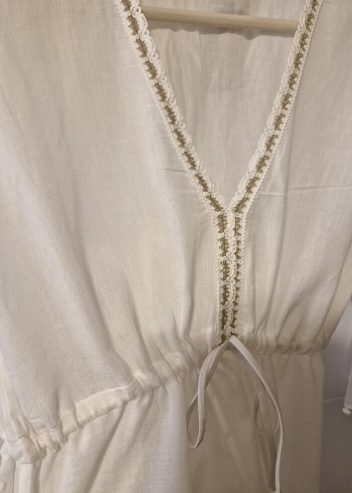 Beyaz yepyeni tiril tiril plaj elbisesi - Görsel 4