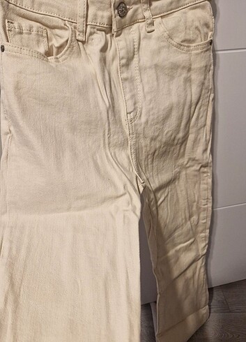34 Beden camel Renk Açık bej İspanyol paça canvas pantolon