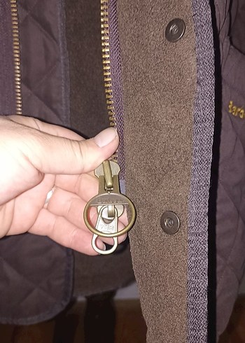 Barbour orijinal içi polarlı Düğmeli Kahverengi Erkek Süet Ceket - Görsel 4