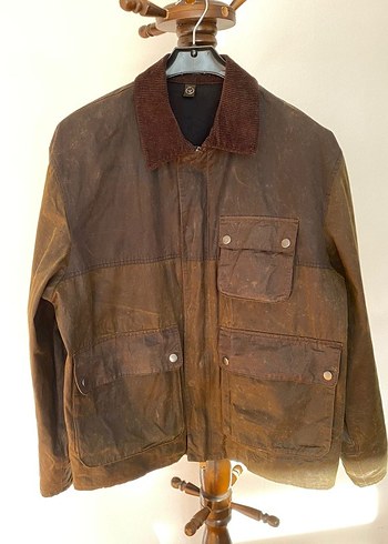 Barbour tarzında Zara waxlı mont çift renk haki ve kahve - Görsel 3