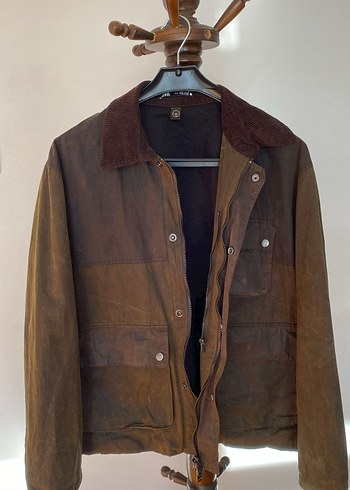 Barbour tarzında Zara waxlı mont çift renk haki ve kahve - Görsel 2