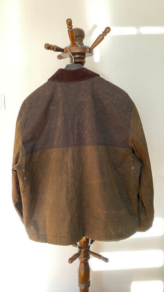 Barbour tarzında Zara waxlı mont çift renk haki ve kahve - Görsel 4