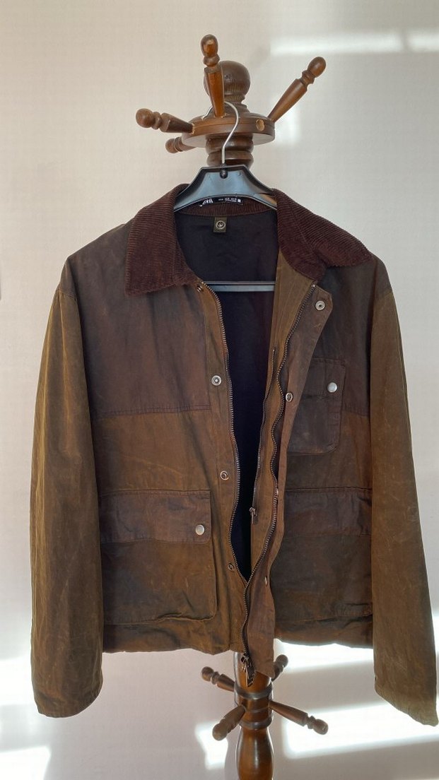 Barbour tarzında Zara waxlı mont çift renk haki ve kahve - Görsel 2
