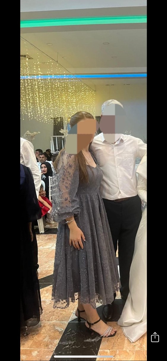 Bohem V Yaka Uzun Gri Elbise - Görsel 2