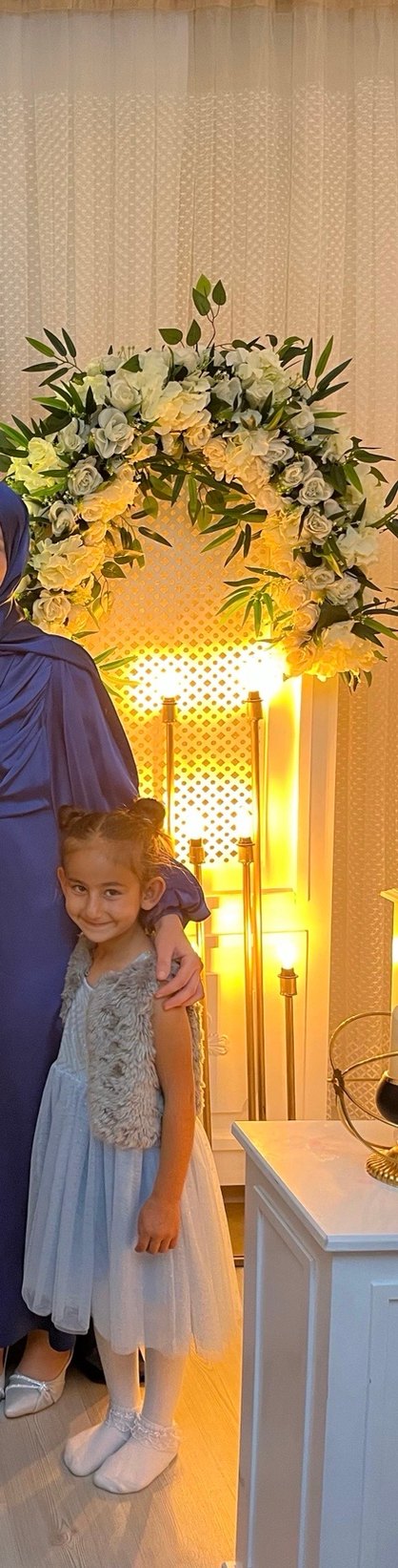 Mavi Dantel Detaylı Kız Çocuk Elbise - Görsel 2