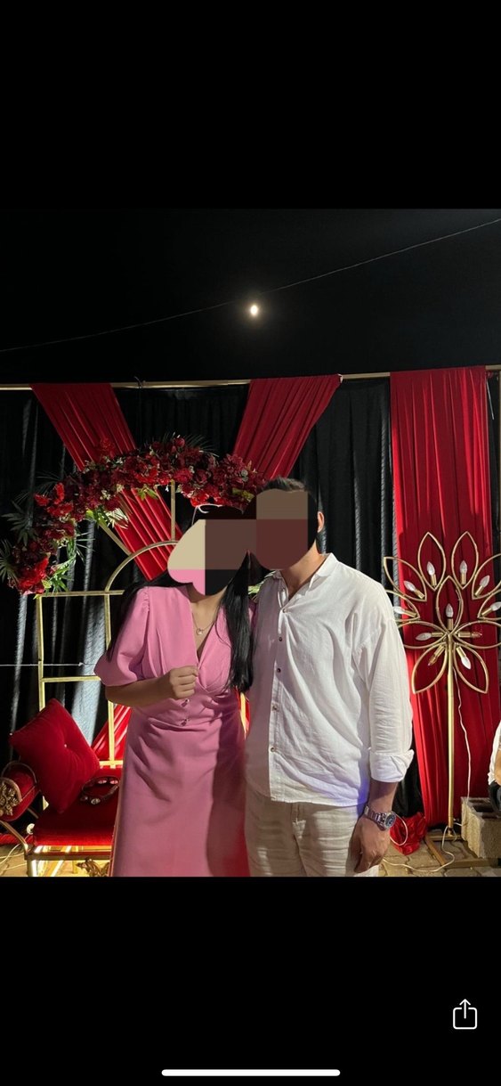 Pembe V Yaka Midi Elbise - Görsel 2