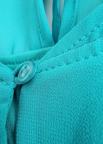 s Beden turkuaz Renk Bershka Düğmeli Askılı Elbise S