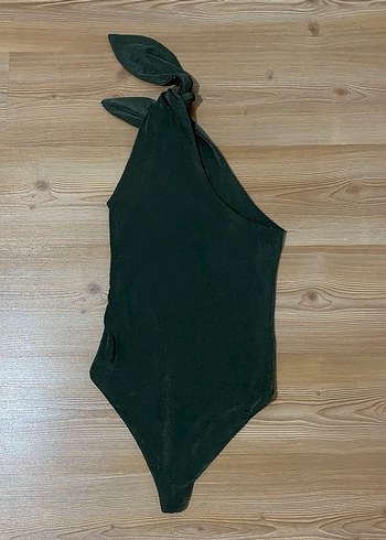 Yeşil Drapeli Tek Omuzlu body - Görsel 2