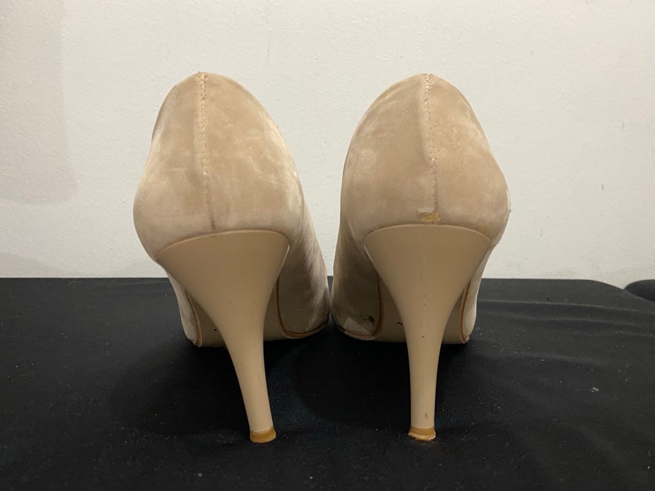 Bej Süet Stiletto Kadın Topuklu Ayakkabı - Görsel 4