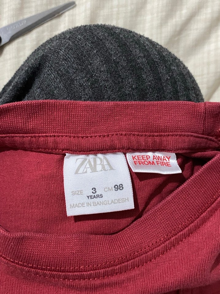 Kız Çocuk Koyu Kırmızı Uzun Kollu Basic Tişört - Görsel 3