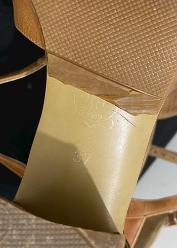 Bej Deri Vintage Tokalı Kadın Topuklu Ayakkabı - Görsel 5