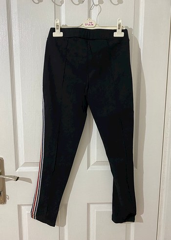 Siyah Çizgili Kemerli Kadın Kumaş Pantolon - Görsel 2