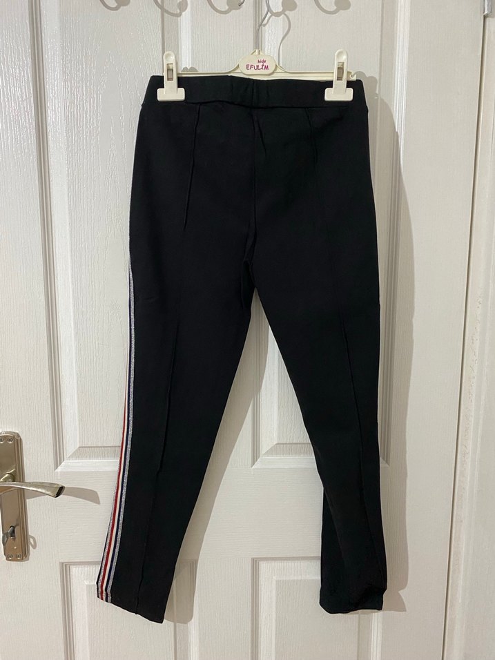 Siyah Çizgili Kemerli Kadın Kumaş Pantolon - Görsel 2
