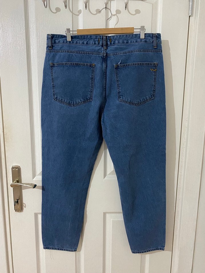 Mavi Midi Boy Bol Kesim Kadın Kot Pantolon - Görsel 2