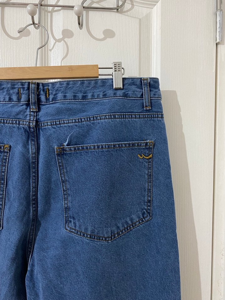 Mavi Midi Boy Bol Kesim Kadın Kot Pantolon - Görsel 3