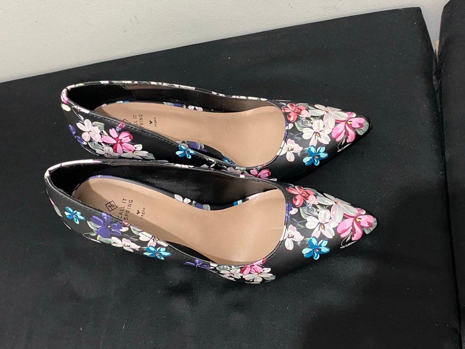 Çiçek Desenli Tokalı Stiletto Topuklu Kadın Ayakkabı - Görsel 4