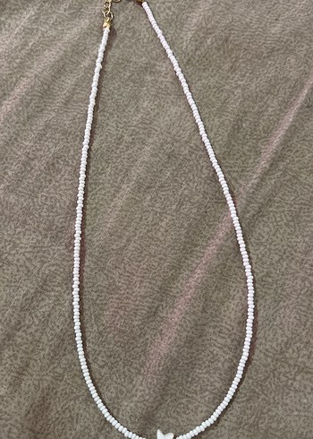 Beyaz Boncuklu Midi Kolye - Görsel 2