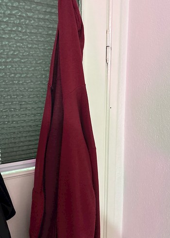 Bordo Uzun Kollu Salaş Triko ceket - Görsel 2