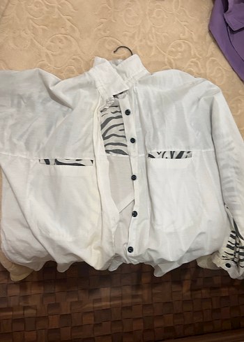 Zebra Desenli Beyaz Denim Gömlek - Görsel 2