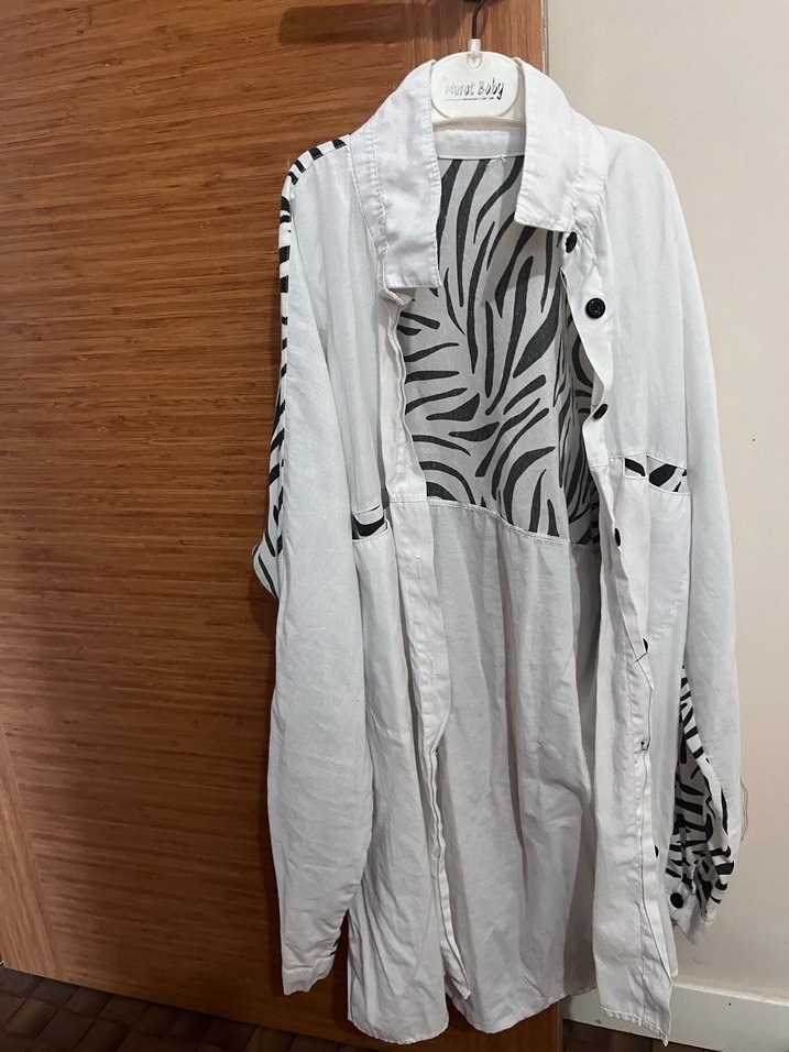 Zebra Desenli Beyaz Denim Gömlek - Görsel 4