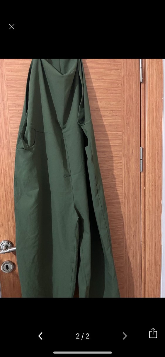 Kadın Haki Pamuklu Salaş Tulum - Görsel 2