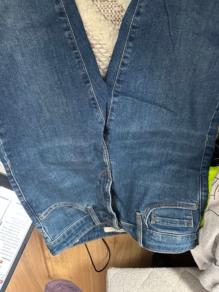 Kadın Mavi Bol Kesim Midi Denim Pantolon - Görsel 3