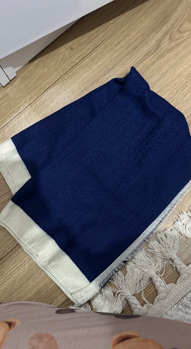 Lacivert şal beyaz geçişli - Görsel 4