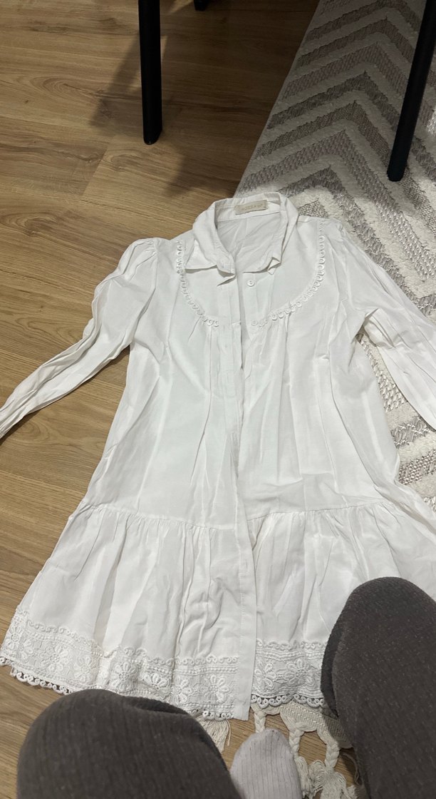 Danteli beyaz gömlek - Görsel 4