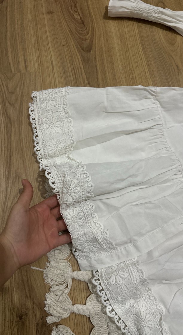 Danteli beyaz gömlek - Görsel 2