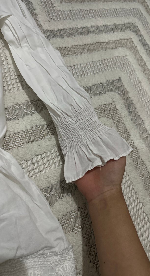 Danteli beyaz gömlek - Görsel 3