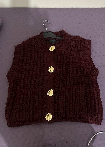 Düğmeli Kahverengi Kadın Triko Süveter - Görsel 5