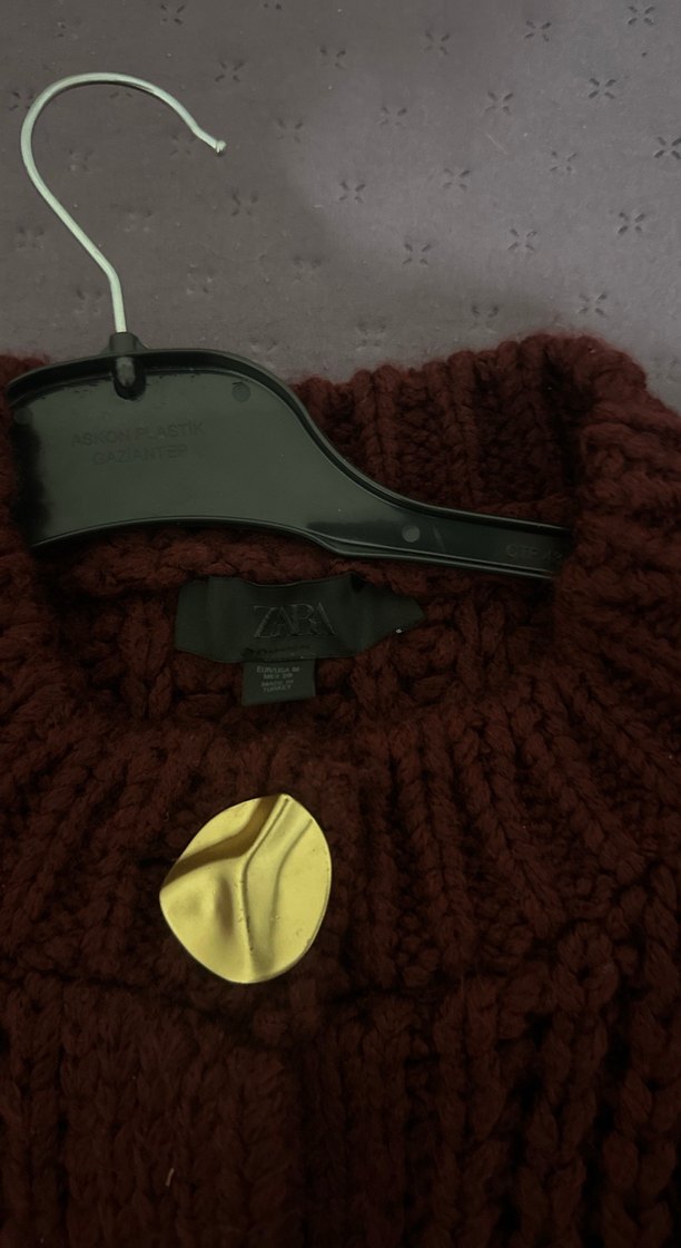 Düğmeli Kahverengi Kadın Triko Süveter - Görsel 3